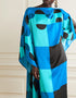 Blue Latest Soft Silk Crepe Kaftan Closure View